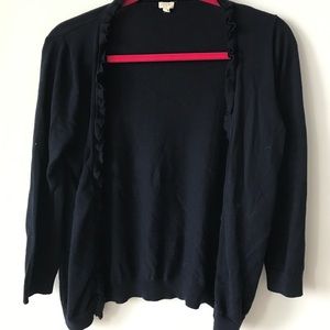 J. Crew Navy Blue Ruffle Cardigan